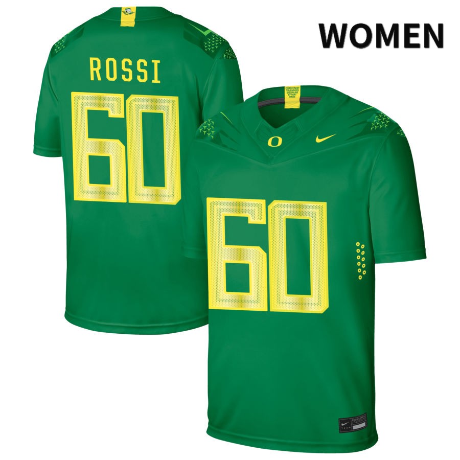 Oregon Ducks Women's #60 Kanen Rossi Football College Authentic Green NIL 2022 Nike Jersey MEP14O4Z